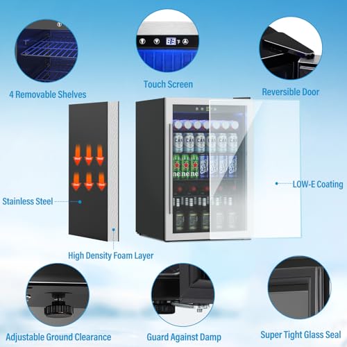 Compact Freestanding Beverage Refrigerator and Skincare Fridge, 0.9 Cu Ft Mini Fridge N768451