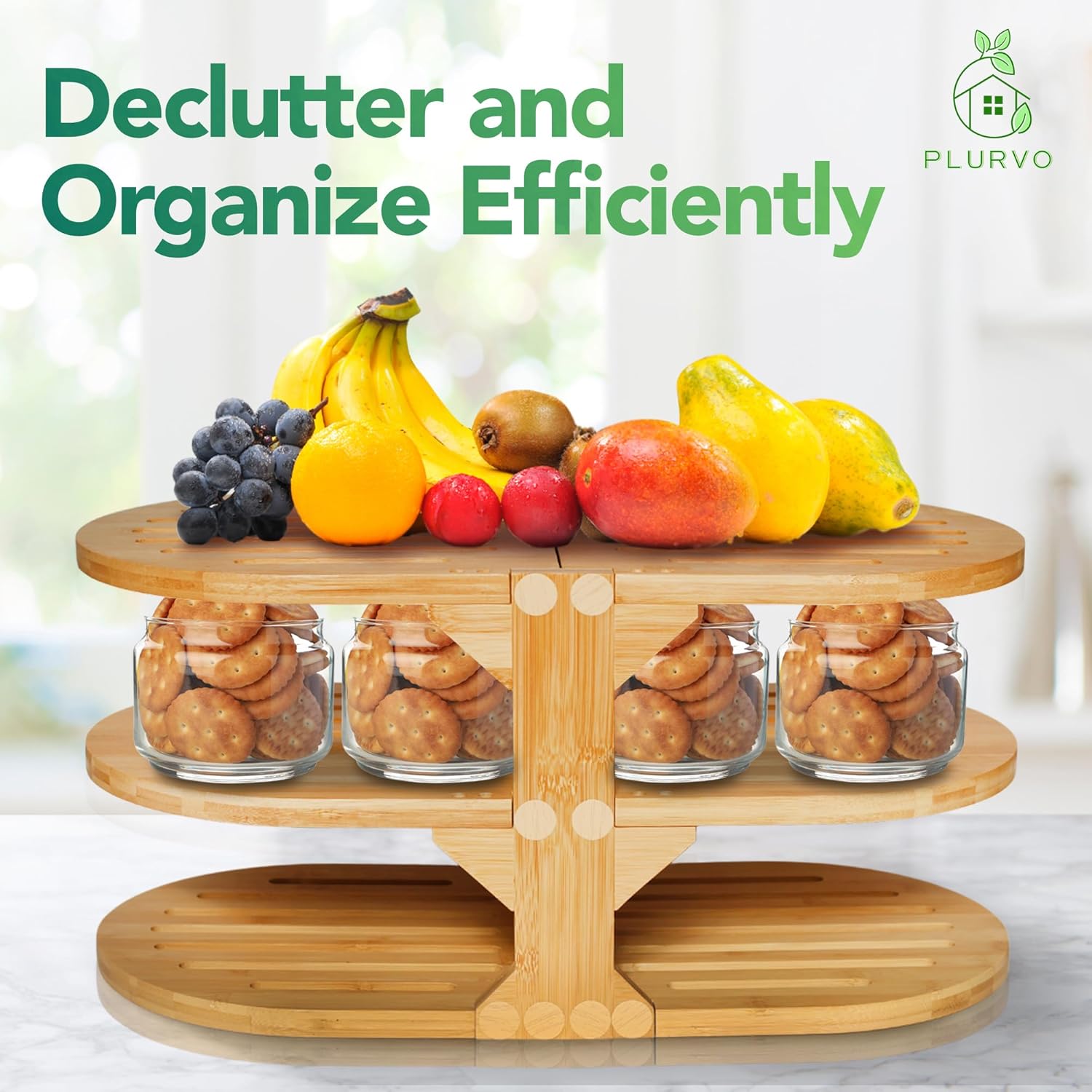 Bamboo 6-Tier Plate Organizer for Cabinet, 20" Wide D49210