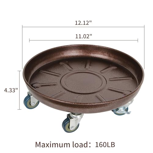 2 Pack Metal Plant Caddy with Wheels, Lockable Casters, Heavy Duty Q2424