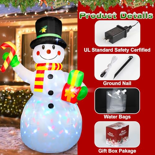 6FT Blow Up Snowman Christmas Inflatables with LED Lights J361