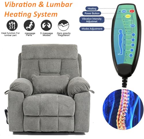Lift Chair Recliner with Massage and Heat, Heavy Duty for Seniors, Brown V12888