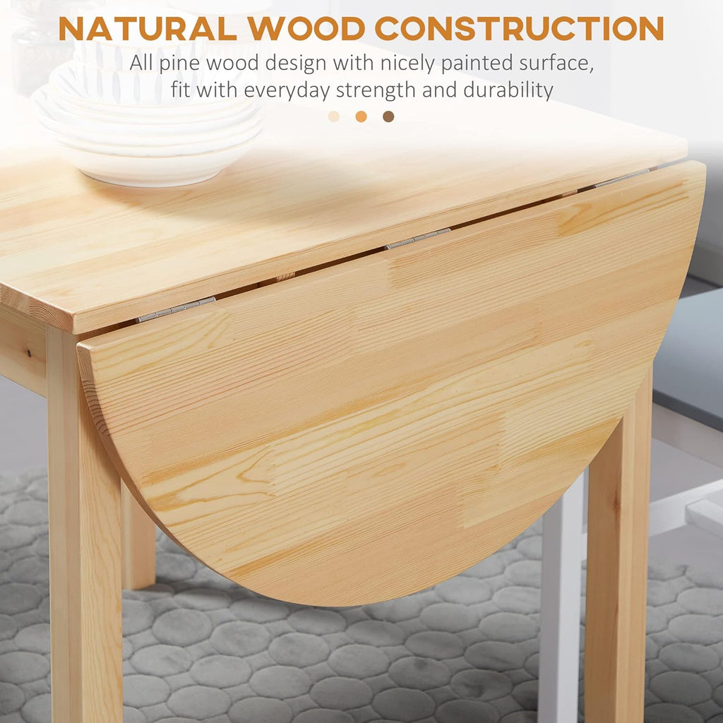 Solid Wood Drop Leaf Dining Table for Small Spaces, 55" X34182