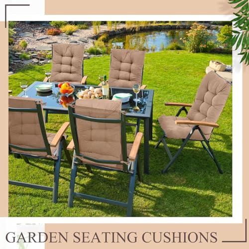 Juexica 4 Sets Outdoor Patio Chair Cushions High Back Tufted Beige D1688