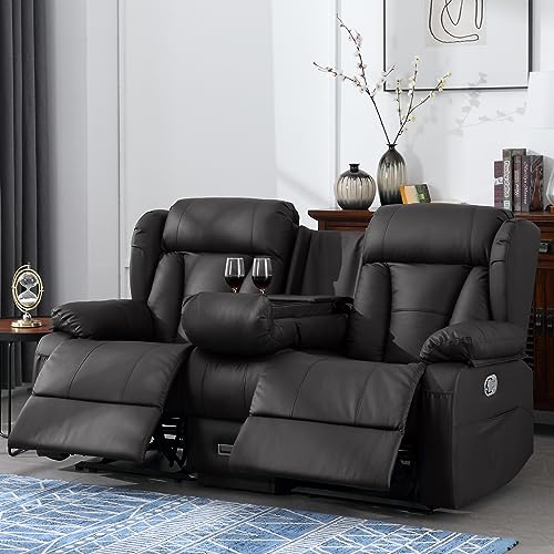 59" Manual Reclining Loveseat with Side Pockets, Wall Hugger, Brown T980023
