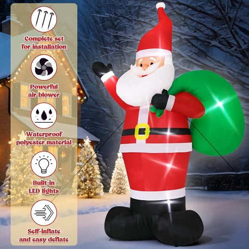 Giant Inflatable Santa Claus with LED Lights Outdoor Christmas Decorations W1618