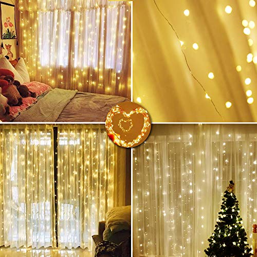 300 LED Curtain Christmas String Lights with Remote Control USB Power for Bedroom Home Decor K9828