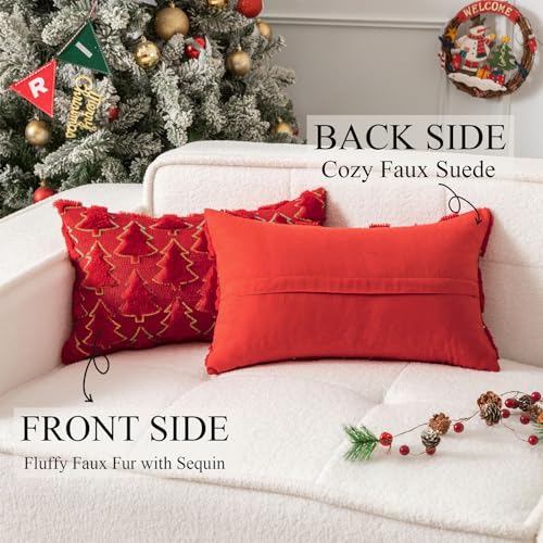 UGASA Star Christmas Decorative Pillow Covers 18x18 Inch Set of 2 Dark Green Q9265