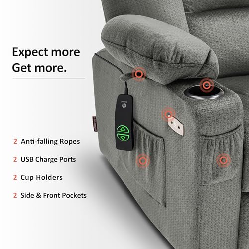 MCombo Small Power Lift Recliner Chair with Massage and Heat, Brown N356790