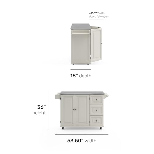homestyles Mobile Kitchen Island Cart with Stainless Steel Top, Sage Green J6213
