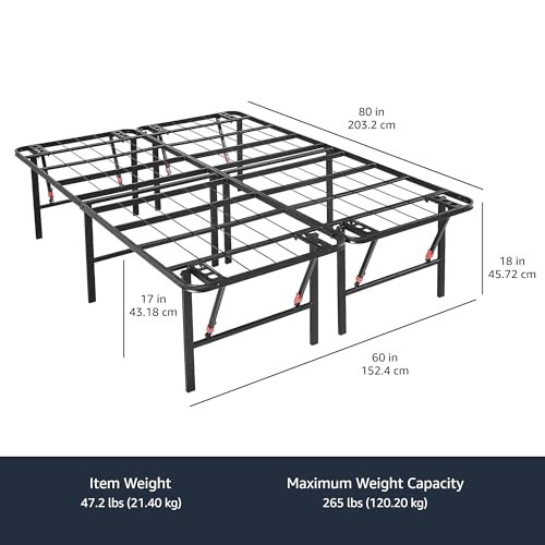 Amazon Basics Foldable Metal Bed Frame with Storage, Full Size, Black A770