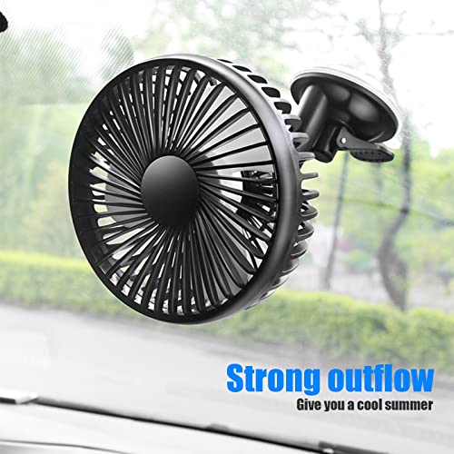 Car Fan, USB Powered Portable Vehicle Cooling Fan with Suction Cup, Black N883