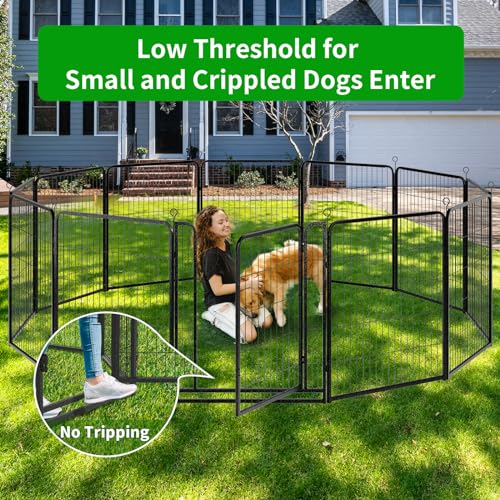 Dog Playpen Outdoor Extra Wide 12 Panels Heavy Duty 40" Height with Doors Portable G77703