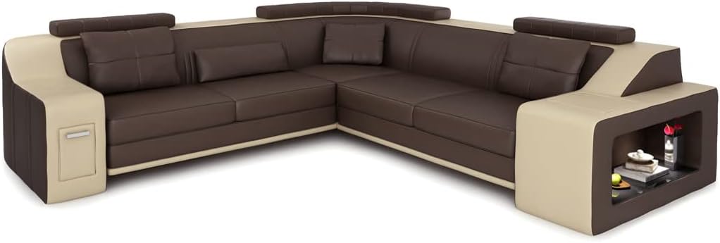 BULLHOFF by Giovanni Capellini Modern Corner Leather Sofa Sectional Couch Brown G649