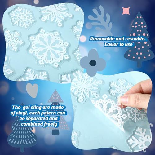 Pickmesh 45 Pcs Christmas Snowflake Window Gel Clings Removable Reusable U3538