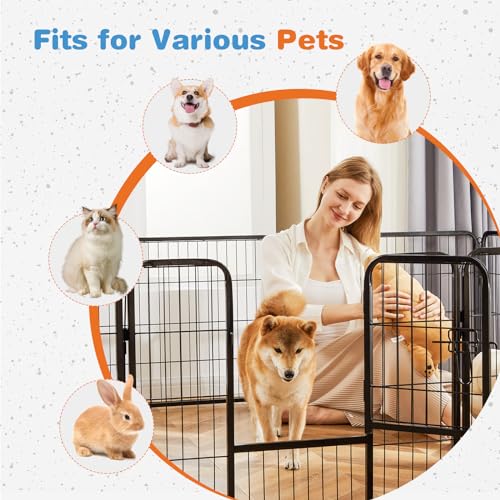 Sweetcrispy Dog Playpen Indoor - 8 Panel Metal Pet Fence with Doors for Small/Medium Pets R262216