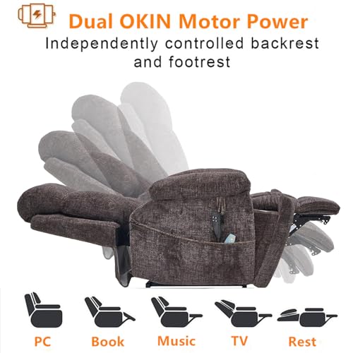Lift Chair Recliner with Massage and Heat, Heavy Duty for Seniors, Brown V12888