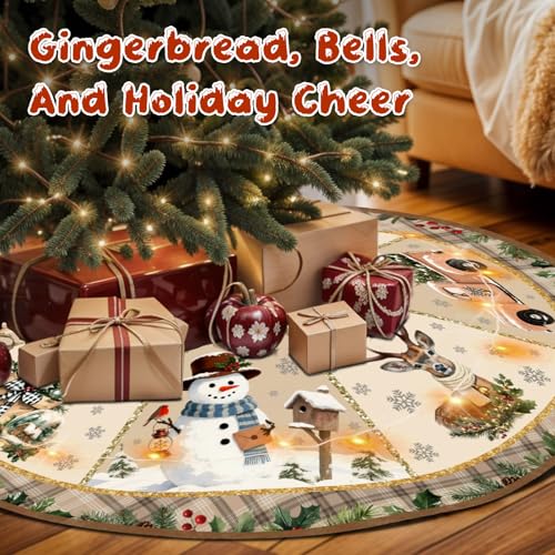 Christmas Tree Skirt 36 Inch with Snowman Reindeer Santa Snowflake L183244