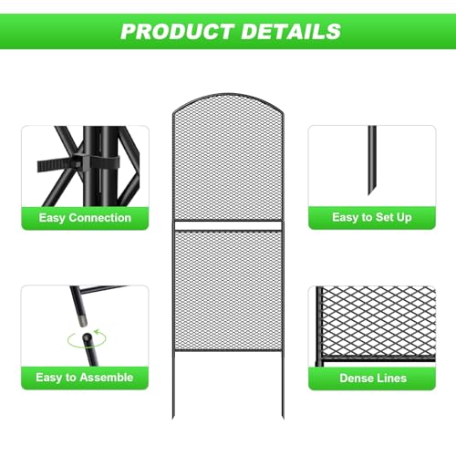 Skcoipsra Decorative Garden Fence 10 Pack, 37.5in H x 10.8ft L, Rustproof Metal Animal Barrier R288
