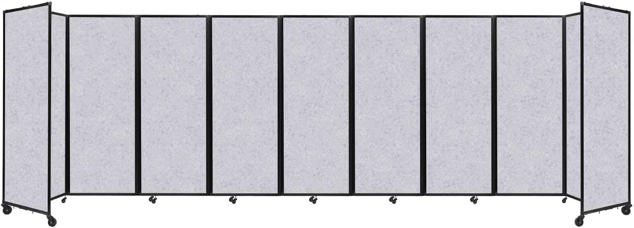Versare Room Divider 360 Portable Partition Privacy Wall | Freestanding Office Dividers | Locking Wheels | Temporary Room Separator | 25' x 7'6" Marble Gray Sound Absorbing