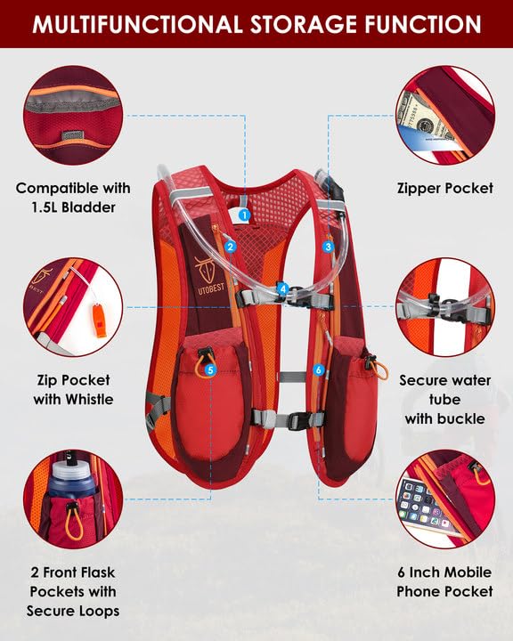 UTOBEST Running Vest Lightweight Hydration Backpack for Trail Running Marathon B9513