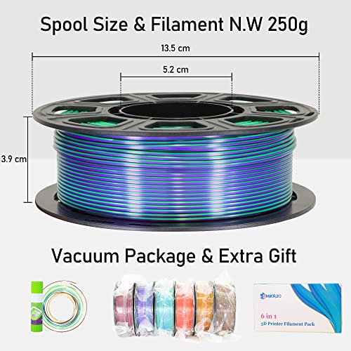 MIKA3D Bicolor Silk PLA 3D Printer Filament Bundle, 1.75mm, 6 Spools V5573