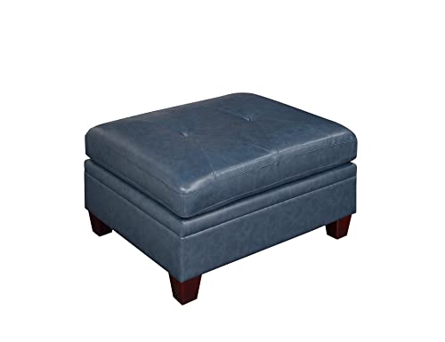 Contemporary Ink Blue Genuine Leather 6-Piece Sectional Sofa Set Q461