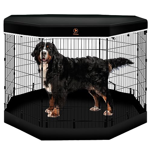 PJYuCien Dog Playpen - Metal Foldable Exercise Pen with Bottom Pad for Small Medium Pets C352