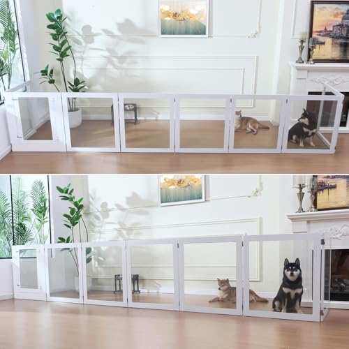 Heavy Duty Clear Acrylic Dog Playpen with Metal Frame, 6 Panels with Door I91403