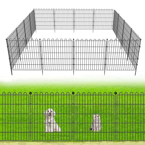 Decorative Metal Garden Fence for Yard, 32in H x 23.6ft L, Animal Barrier K800603