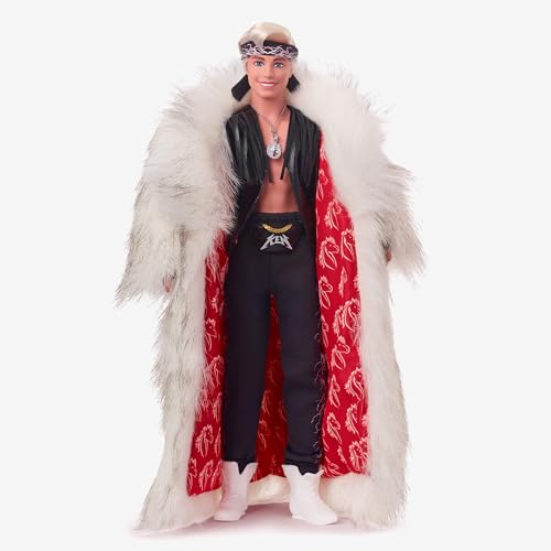 Barbie Movie Collectible Ken Doll with Faux Fur Coat and Fringe Vest U531909