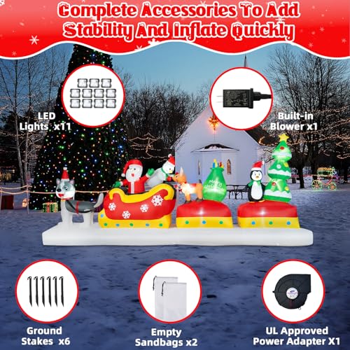 B&D 12FT Giant Christmas Inflatables Snowman Outdoor Decorations with Rotating LED Lights B36000