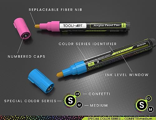 24 Neon Acrylic Paint Pens Set 0.7mm Extra Fine Tip for Rock, Glass, Wood & Canvas P956