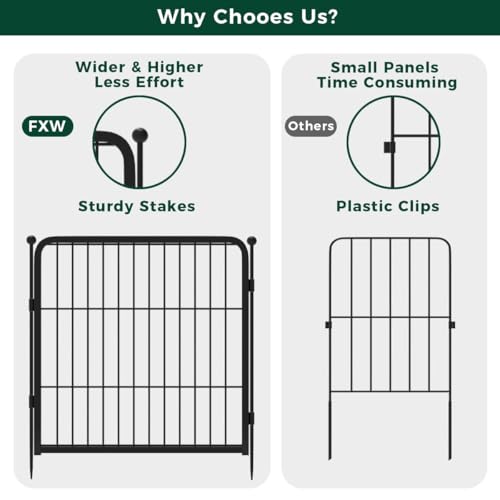 FXW Garden Fence 40in x 36ft, 16 Panels Decorative Metal Dog Fence for Yard, Black J952