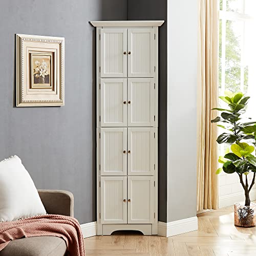 72" Tall Corner Cabinet with Doors and 4 Shelves, White G153697