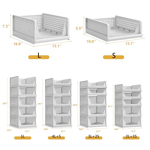 Stackable Plastic Storage Basket Closet Organizer Bin N733470