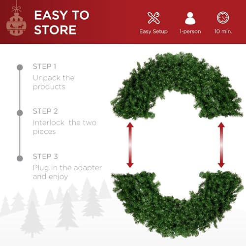 Best Choice Products 60in Pre-Lit Fir Christmas Wreath with 300 LED Lights E577048