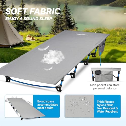 Ultralight Aluminum Camping Cot, Portable Folding Bed with Oxford Fabric E555