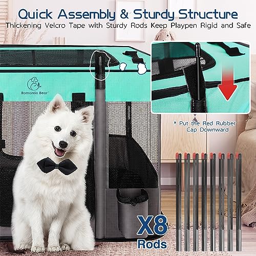 Foldable Dog Cat Playpen with Carrying Case, Water-Resistant, Indoor Outdoor V14642