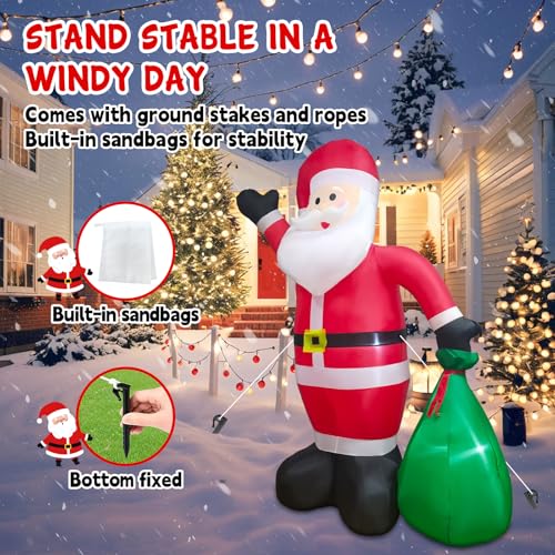 8 FT Christmas Inflatable Santa Claus with Gift Box for Yard Outdoor Decor B4648