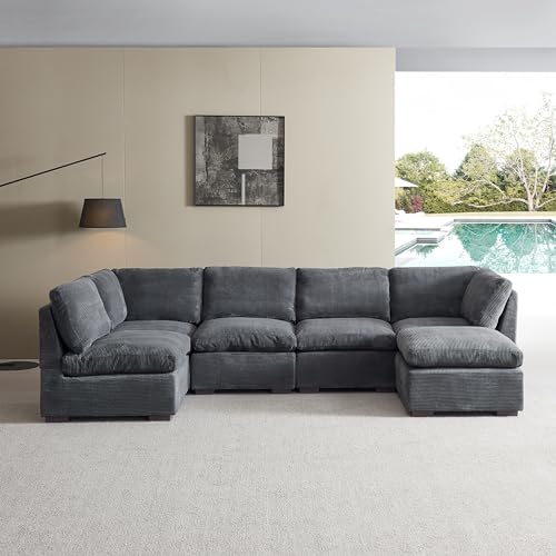131" Oversized Modular 6-Seater Cloud Sectional Sofa with Reversible Chaises Q698