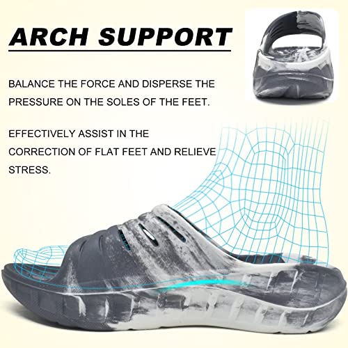 KuaiLu Men's Recovery Sandals Orthotic Cushion Open Toe Sport Slides D332788