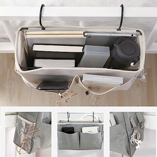Bedside Caddy Hanging Storage Organizer for Bunk and Hospital Beds, Grey Q16610