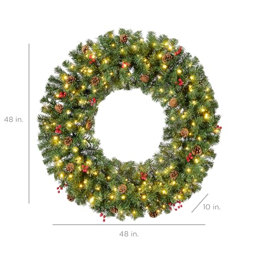 Best Choice Products 60in Pre-Lit Fir Christmas Wreath with 300 LED Lights E577048