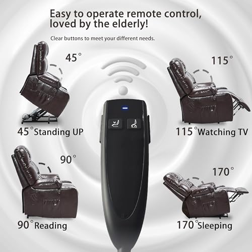 Lift Chair Recliner with Massage and Heat, Heavy Duty for Seniors, Brown V12888