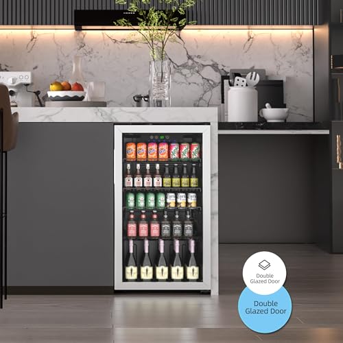Compact Freestanding Beverage Refrigerator and Skincare Fridge, 0.9 Cu Ft Mini Fridge N768451