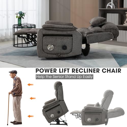 Power Lift Chair Recliner with Massage and Heat for Adults, Dual Motor H2507