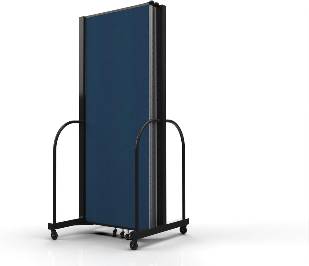 Room Divider with Metal Frame, Folding Portable Partition, 7'6" x 8'7", Navy O78716