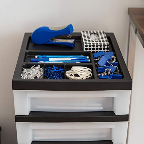 IRIS USA 4-Drawer Plastic Rolling Storage Cart with Wheels, Black/Pearl E270856