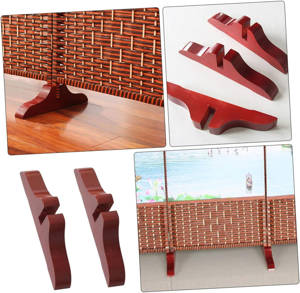 Amosfun 2pcs Screen Divider Stand Base Wooden Support Feet L603