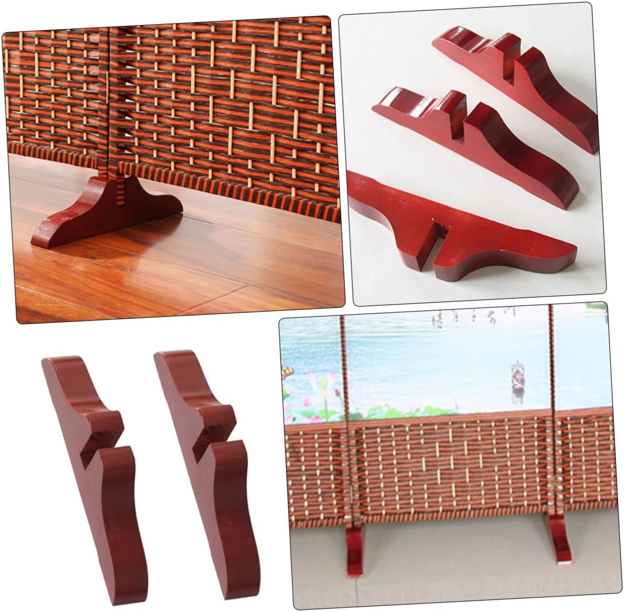 Amosfun 2pcs Screen Divider Stand Base Wooden Support Feet L603